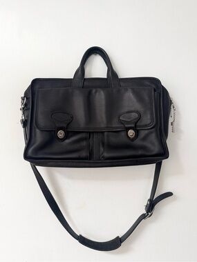 JACK GEORGES vintage black leather briefcase messenger bag